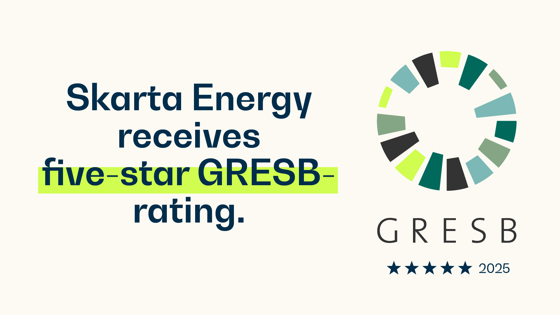 Skarta Energylle viiden tähden GRESB-luokitus